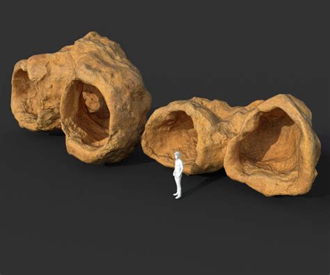 Artstation Low Poly Cave Modular Yellow Rock Casual Pack Game Assets