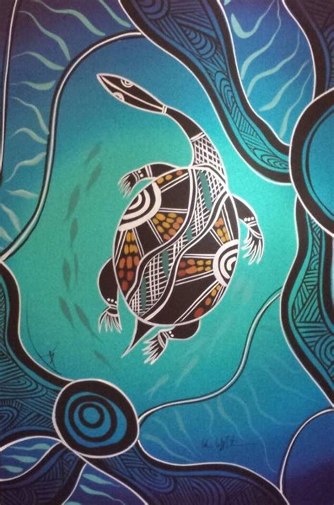Turquoise Teal Turtle Colin Wightman Aboriginal Art Aboriginal