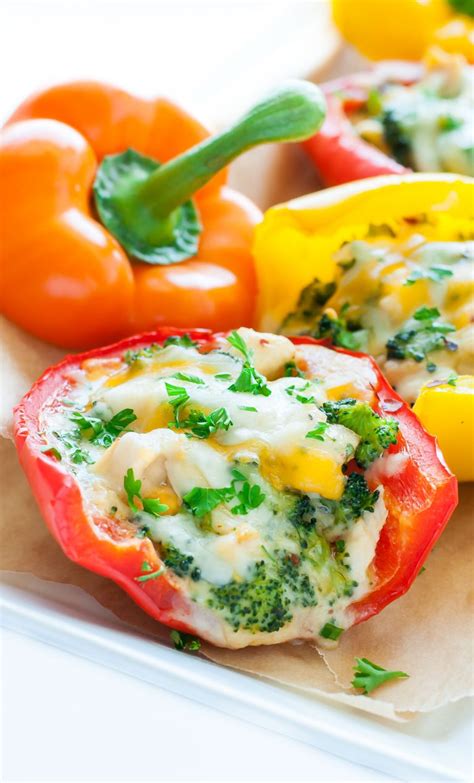 Cheesy Chicken And Broccoli Stuffed Peppers