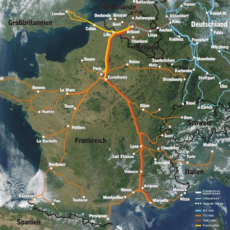 Landkarte Frankreich Tgv Bahnnetz Karten Und