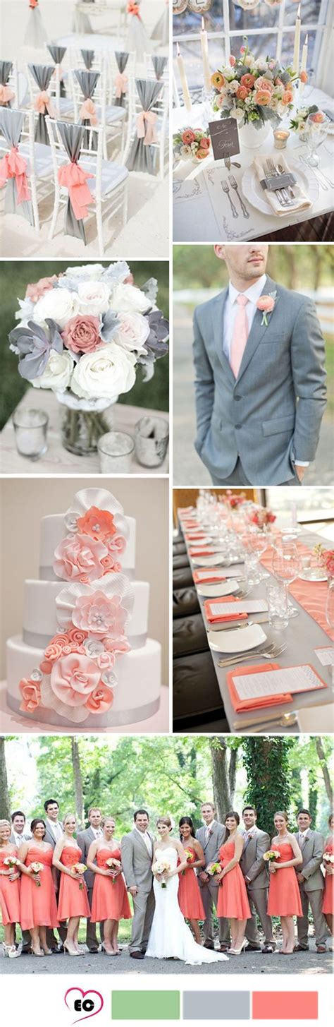 Coral And Grey Wedding Idea Pinteres