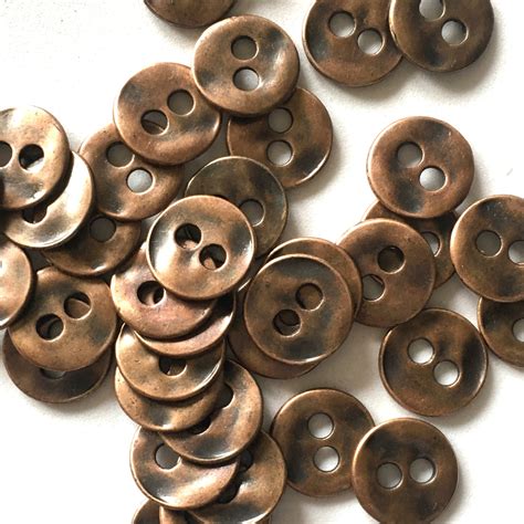 13mm Copper Metal Buttons Pack Of 10 The Button Shed