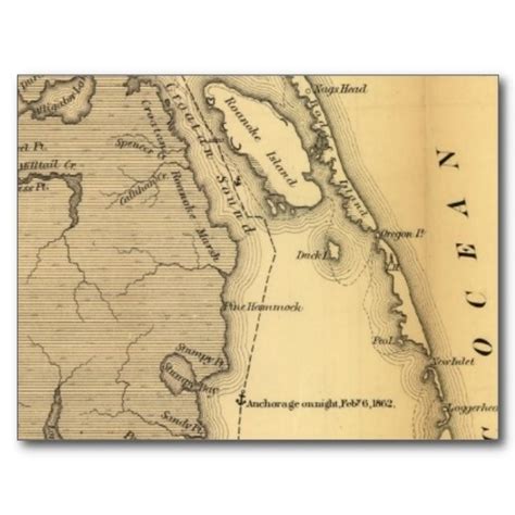 Vintage Map Of The Outer Banks 1862 Postcard Zazzle Vintage Map