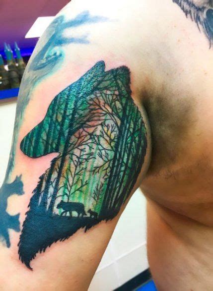 Best Tattoo Mountain Wolf Scene Ideas Sleeve Tattoos Nature Tattoos