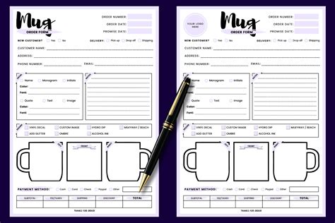 Mug Order Form Template Coffee Cup Order Form Wholesale Etsy