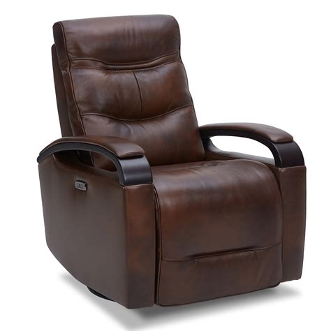 Chita Power Swivel Glider Rocker Recliner Genuine Leather Brown