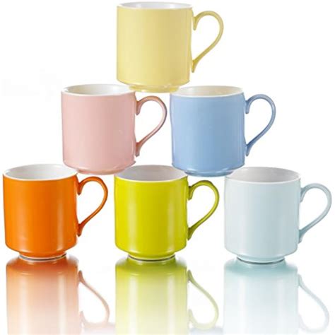 Kt048 Mug Sets 6 Piece Porcelain Coffee Mugs And Ceramic Tea Cups 13 Oz