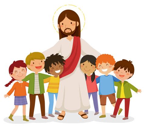 Silhouette Of Jesus Holding Child Illustrations Royalty Free Vector