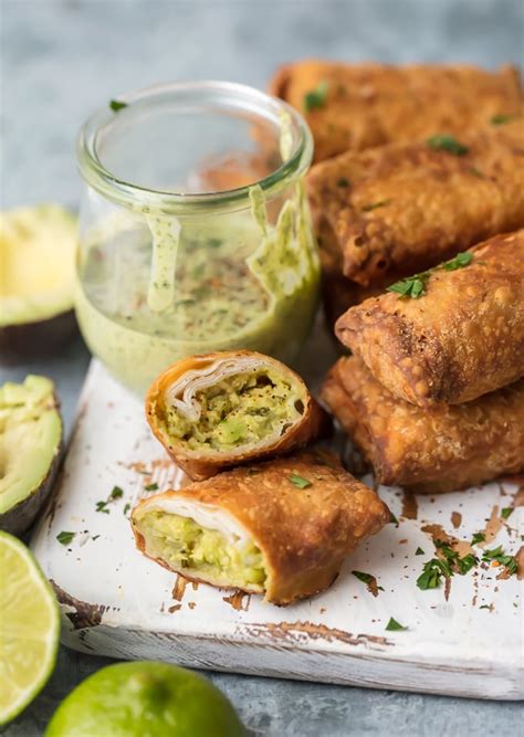 Alternatively you could scramble and egg and distribute it. Avocado Egg Rolls (Guacamole Egg Roll Recipe) - The Cookie ...