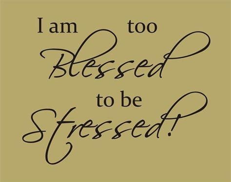I heard the saying, i am too blessed to be stressed, at a time when i felt very stressed by the events that were happening in my life. Too Blessed To Be Stressed Quotes. QuotesGram