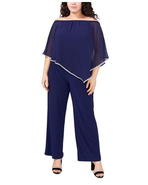 msk plus size overlay jumpsuit in blue lyst