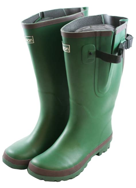 Jileon Wellies Extra Wide Fit Green Wellies With Rear Gusset Jileon