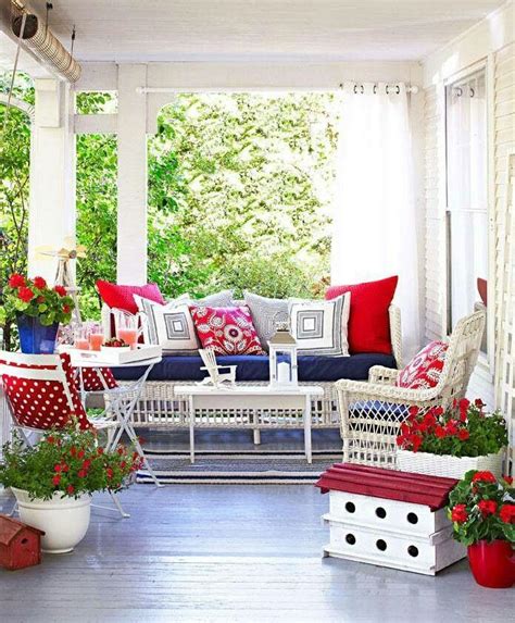 Cozy And Colorful Summer Porch Decor Porch Decorating Blue Decor