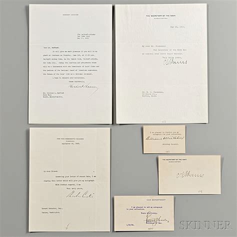 Maybe you would like to learn more about one of these? Hoover, Herbert (1874-1964) Three Signed Presidential ...