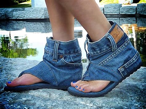 Denim Shoes Ferociously Funky Sandals Made From Vintage Jeans