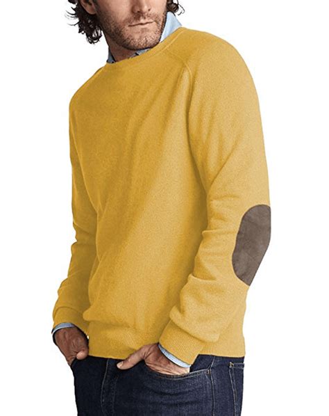 Parisbonbon Mens 100 Cashmere Elbow Pad Sweater Cashmere Mania