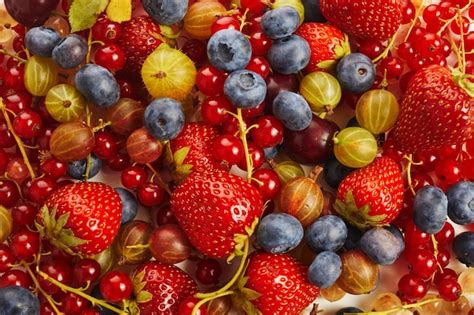Premium Photo Berries Overhead Colorful Assorted Mix Of Strawberry