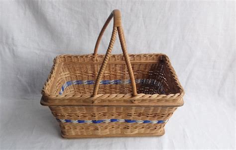 Vintage Wicker Shopping Basket Etsy Uk Wicker Shopping Baskets