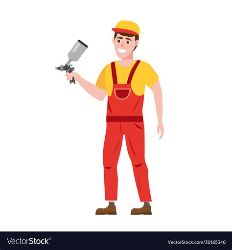 Spray Painter Professional Character Spraying Vector Image