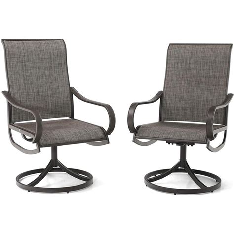 Phi Villa Set Of 2 Black Metal Frame Swivel Dining Chairs With Solid