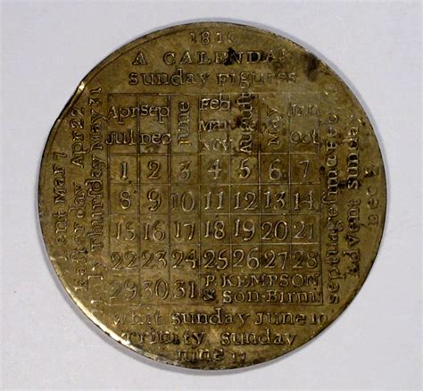 1810 Calendar Medal By Peter Kempson Fleaglass