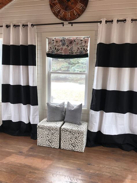Custom Black And White Striped Curtains Stripes Color Etsy