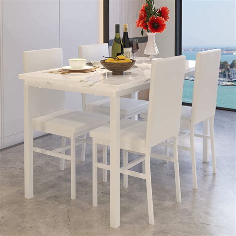 Tantohom Faux Marble Dining Table Set Compact Kitchen
