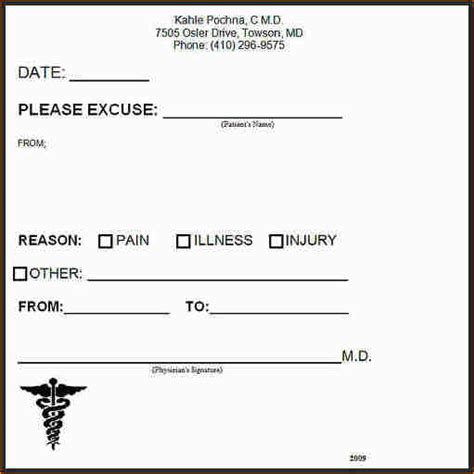 Fake Dr Note Template