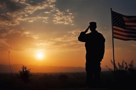Premium Ai Image Silhouette Of Soldier Saluting In Front Of An