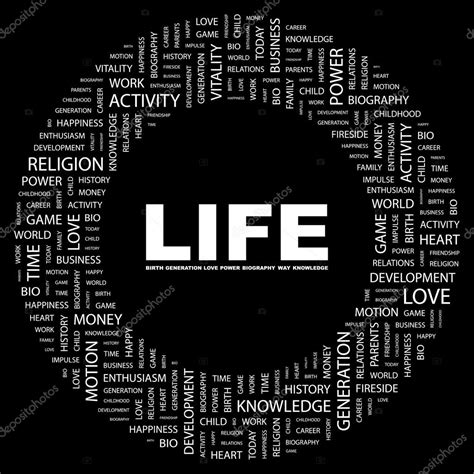 Life Word Collage On Black Background — Stock Vector © Studiom1 3507199