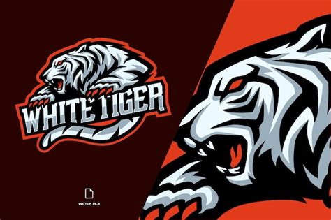 Premium Vector White Tiger Mascot Esport Logo Illustration For Game Team