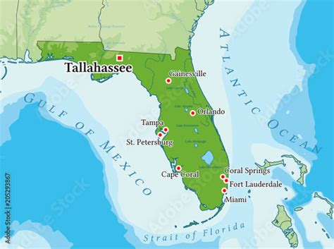 Florida Physical Map Stock Image And Royalty Free Vector Files On