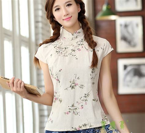 Shanghai Story New Arrival Woman Chinese Traditional Top Floral Print