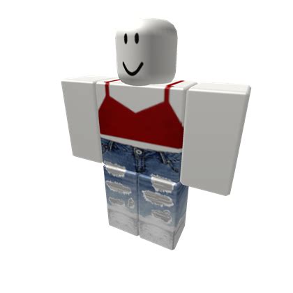 Roblox character roblox corporation roblox t shirt roblox noob roblox logo roblox studio roblox icon. (5) ️NEW ️Red Top With Blue Ripped Jeans - Roblox | Ropa ...