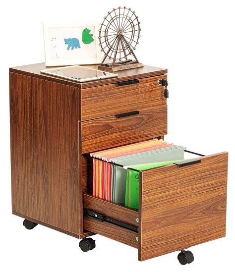 Buy Jjs 3 Drawer Rolling Wood File Cabinet With Locking Wheels Home