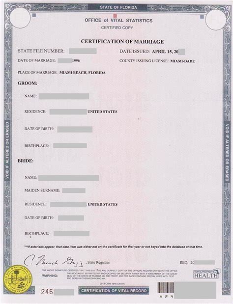 Florida Marriage Certificate With Hague Apostille Us Apostille Services