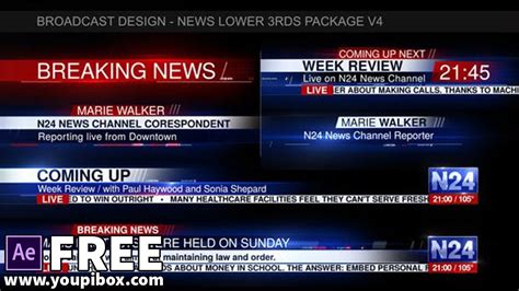 Broadcast Design News Lower 3rds Package V4 Free After Effects