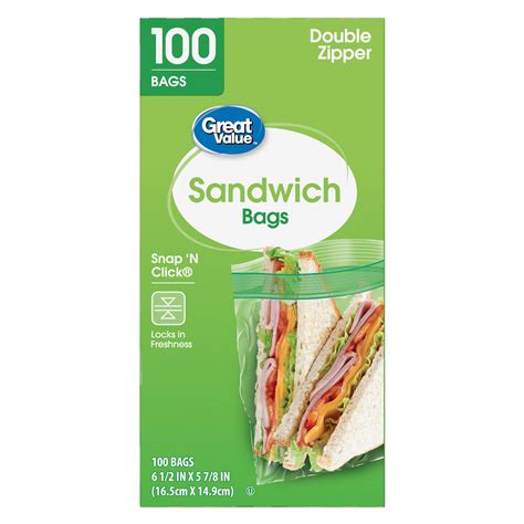 Great Value Fresh Seal Double Zipper Sandwich Bags 100 Count Droneup