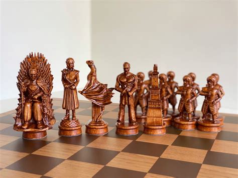 Chess Pieces Game Of Thrones Wooden Chess Pieces Original Etsy