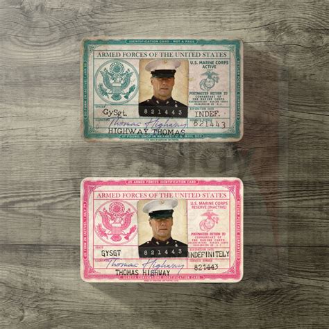 Gunnery Sergeant Highway Us Marine Corps Military Id Card Etsy