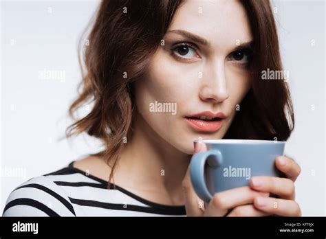 Beautiful Woman Having A Cup Of Coffee Stock Photo Alamy