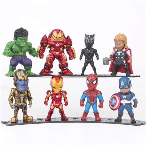 8pcsset Marvel Avengers Thor Thanos Ironman Hulkbuster Spiderman