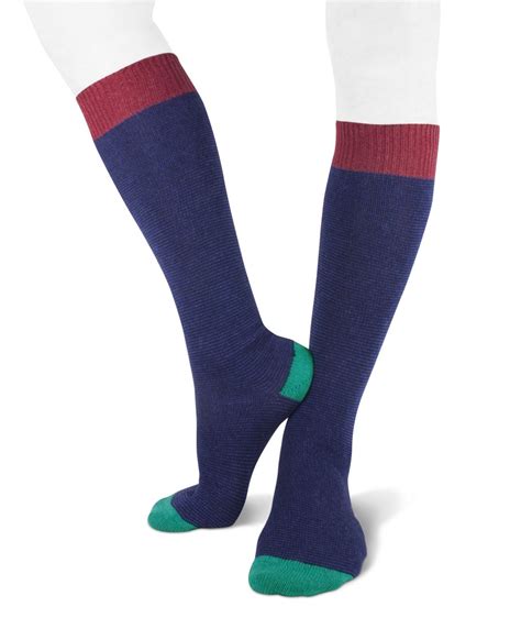 Long Cashmere Striped Socks For Men Navy Blue