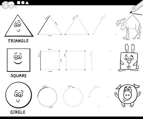 Dibujar Formas Geométricas Básicas Para Colorear Página Vector Premium