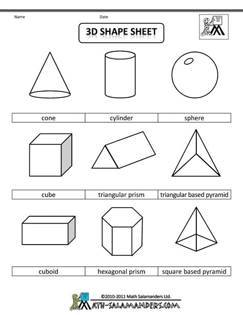3d Shapes 3d Shapes Worksheets Shape Worksheets For Preschool Shapes