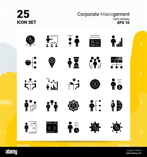 25 Corporate Management Icon Set 100 Editable Eps 10 Files Business