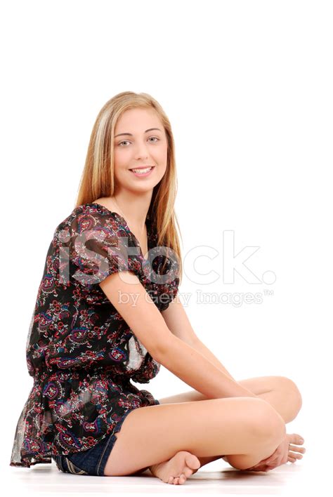Young Teen Girl Sitting Crossed Legged Stock Photo Royalty Free