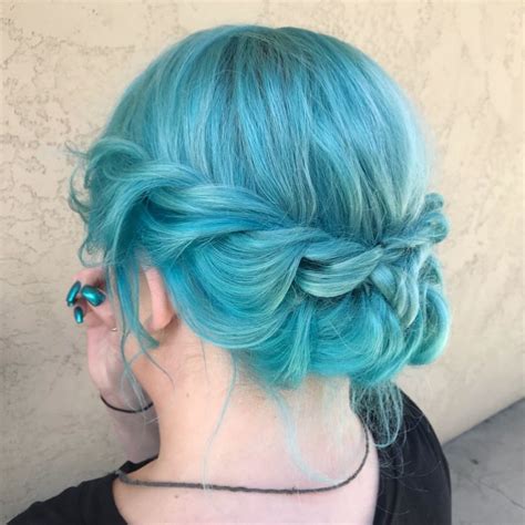Blue Hair In Gorgeous Twisted Updo Hairstyle Perfect For Wedding Or