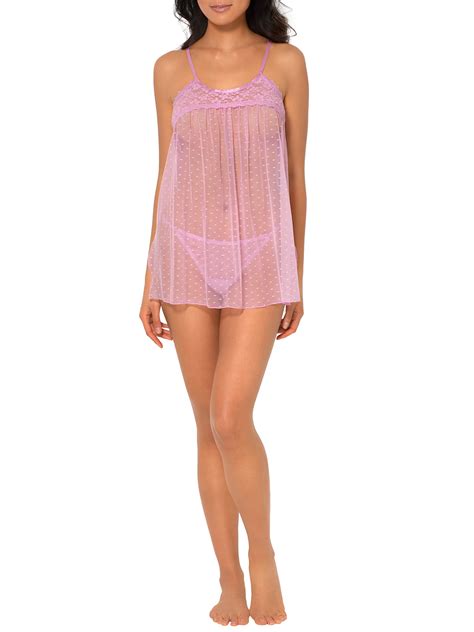 Women S Smart Sexy Lace Mesh Babydoll Nightie And Thong Panty