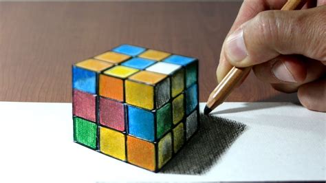 3d Trick Art On Paper Rubiks Cube Youtube